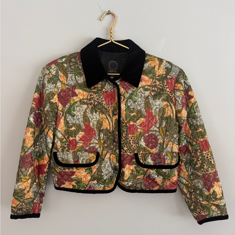 Vintage Quilted & Velvet Cropped Jacket